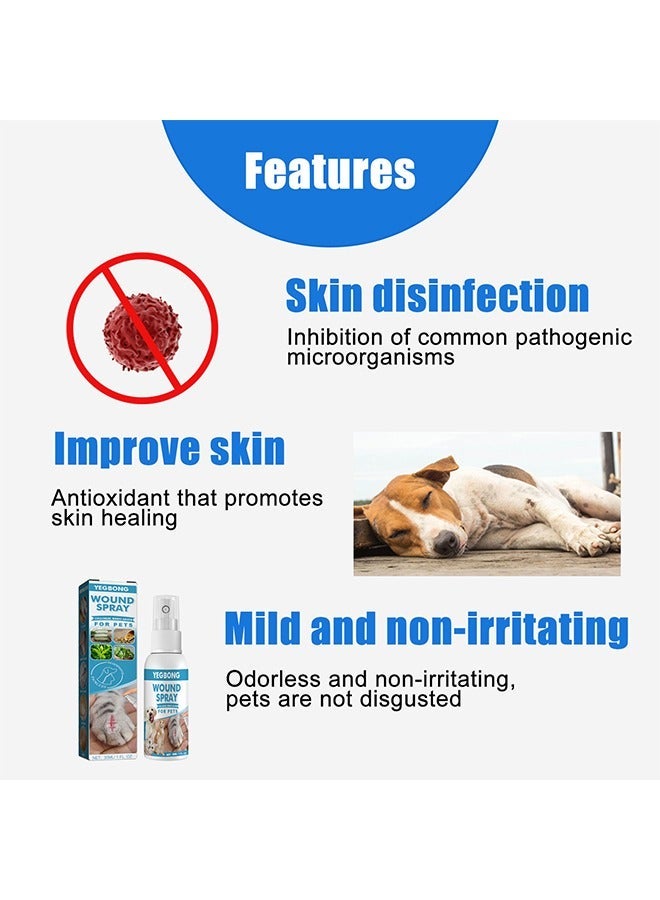 ييبونغ رذاذ الجرح الحيوانات الأليفة الكلب القط خدش علاج الجرح الجلد الطحالب إصلاح الحل المضاد للبكتيريا, العناية بجروح الحيوانات الأليفة, الجرح والعناية بالبشرة, رذاذ السائل للكسر والحكة البشرة, 30 مل - Image 5